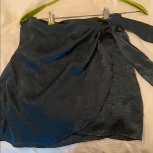 dark green satin skirt